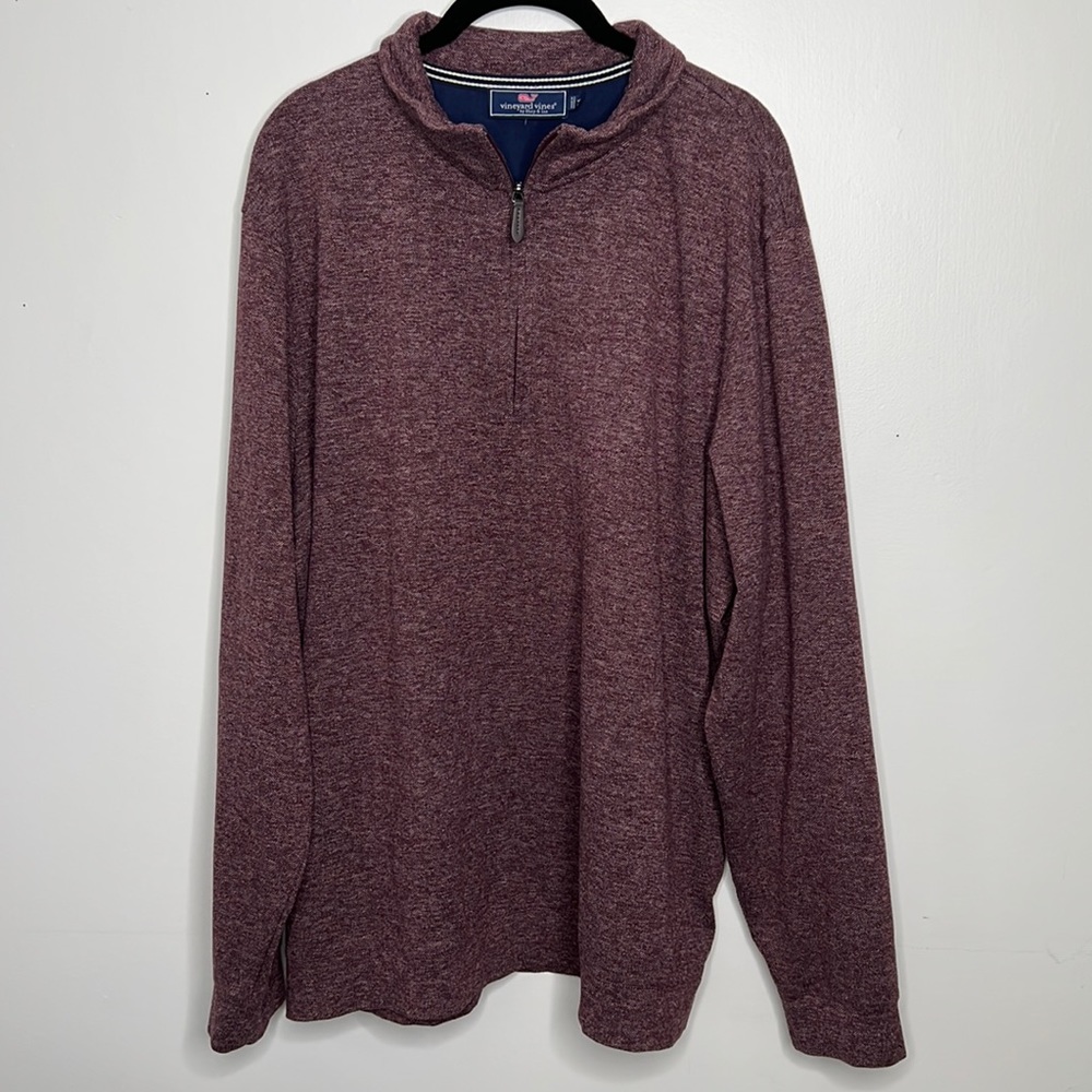 Vineyard Vines XL Burgundy/Wine Herringbone Collared Sweater